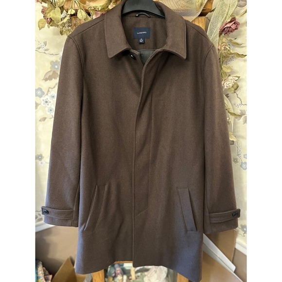 Lands' End Overcoat Wool Cashmere Blend Sales Coat Brown Men's 38-40 Medium - Picture 1 of 10